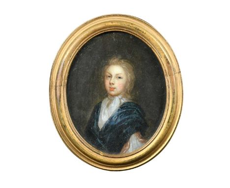 English School, circa 1700 Portrait of a young man of the Ridgeway familythe reverse inscribed '...Son of [3rd?] Earl of Lond