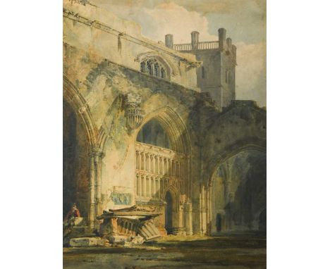 Joseph Mallord William Turner RA (1775-1851)  The Entrance to Bishop Vaughan's Chapel, St David's Cathedral, Wales signed and