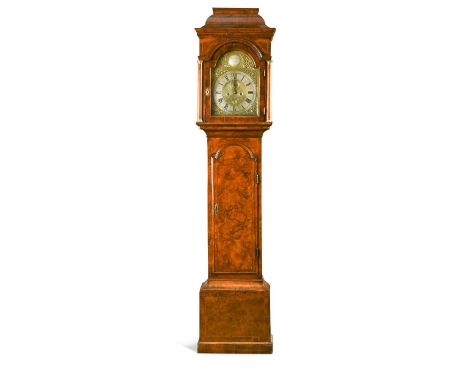 A walnut longcase clock, early 18th century,  the 12inch (30.5cm) brass dial signed 'Jos Bland, London' to a boss in the arch