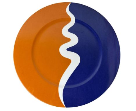 CROCKFORDS CASINO MAYFAIR: A SET OF NINE CUSTOM MADE PABLO PICASSO DESIGN VILLEROY AND BOCH PORCELAIN PLATES (9)Blue, orange 