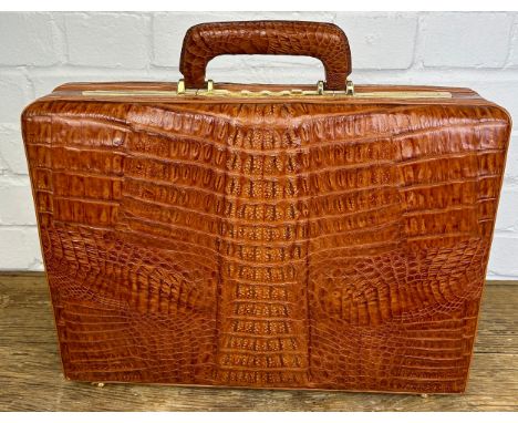 A CROCODILE SKIN BRIEFCASE BY FRANZEN, 43cm x 31cm x 10cm 