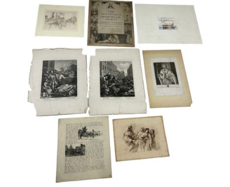 A COLLECTION OF DRAWING, WATERCOLOUR AND PRINTS (8), To include one ink sketch, a Guercino print by Bartolozzi, two William H