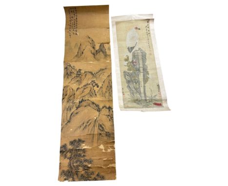 TWO CHINESE PAINTING SCROLLS,Largest 167cm x 47cm 