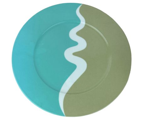 CROCKFORDS CASINO MAYFAIR: A SET OF TWELVE CUSTOM MADE PABLO PICASSO DESIGN VILLEROY AND BOCH PORCELAIN PLATES (12)Green, blu