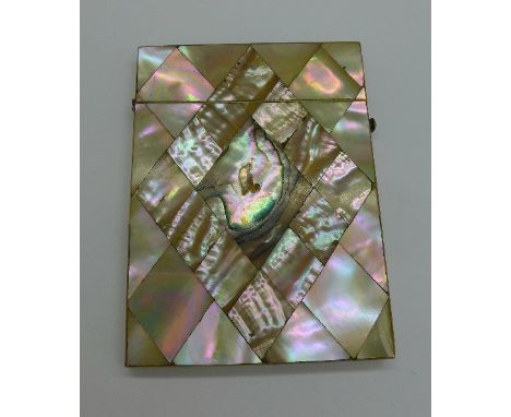 A mother of pearl and abalone card case