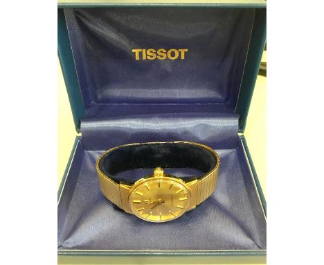 Boxed Gents 9ct gold Tissot Seastar Seven wristwatch total weight approx 60g Total comes in Tissot Box watch winds and ticks 