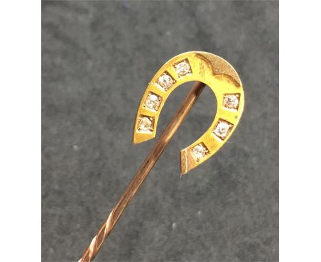 Antique 15ct Gold Diamond horse shoe stick pin 