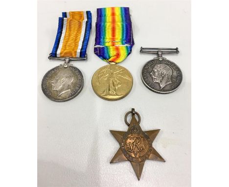 Collection of ww1 medals includes pair of medals to Sjt .J.C.MINARD LEIC .R. and a single medal to PTE.G.JACKSON LEIC.R 