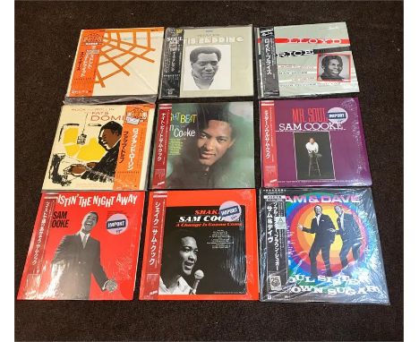 Record collection of vintage 9 LPs Japanese label import all as new includes  ,the Spiders ,Otis Redding Llyod Price ,Fats Do