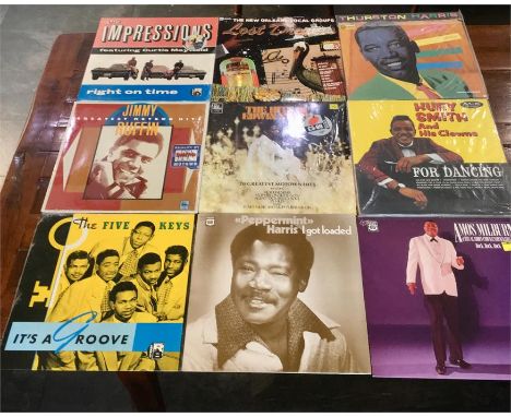 Record Collection of 9 Vintage  LPs all as new include, The Impressions Thurston Harris, Jimmy Ruffin, The Five Keys, Pepperm