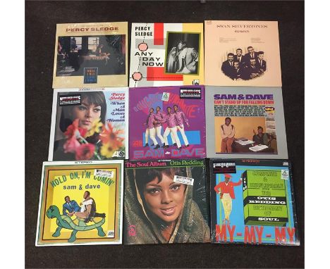 Record Collection of Vintage 9 LPs  to include, "Percy Sledge" "Sam and dave" "Otis Redding" and "swan silverstone" all recor