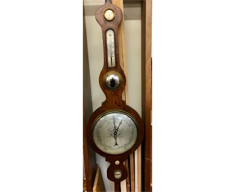 Large antique mahogany banjo 5 piece barometer 