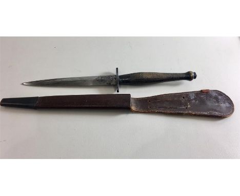 WW2 period Wilkinson Sword London Fairbairn Sykes Fighting Knife comes in leather sheath marked the F-S Fighting Knife one si