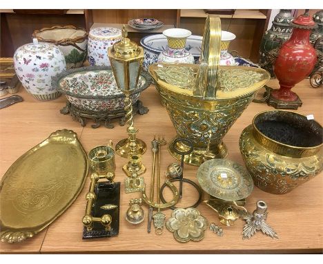 Large collection of vintage and antique brassware. 