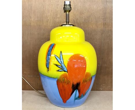 Large Poole pottery abstract pattern lamp - Measures approx 16 ins tall. 