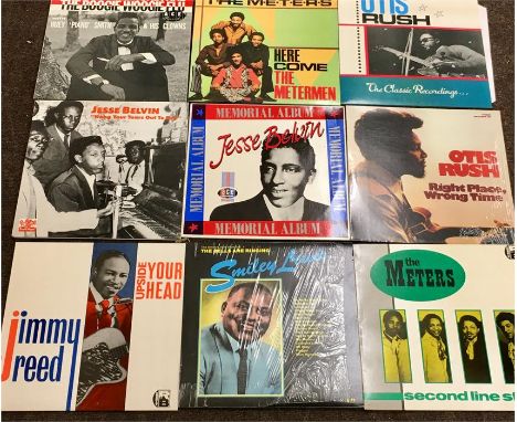 Record Collection of 9 Vintage  LPs all as new includes, Otis Rush, The Meters, Huey Smith , Smiley Lewis, Jimmy Reed, Jesse 
