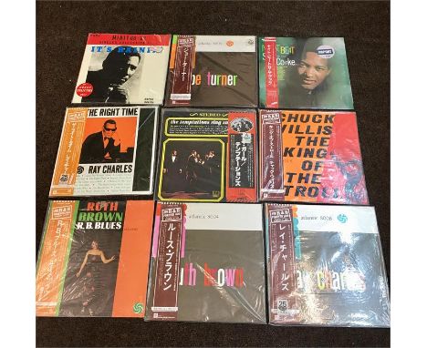 Record Collection of Vintage 9 LPs Japan exports all as new includes ,Chuck Willis Temptations, Joe Turner, Aaron Neville, Sa