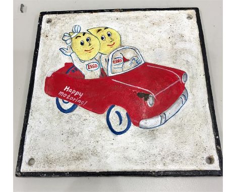 Vintage enamel sign Esso happy motoring  measures apprx 30ins by 20ins 