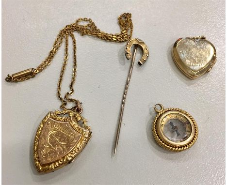 Selection of vintage and antique jewellery includes back and front lockets compass etc 