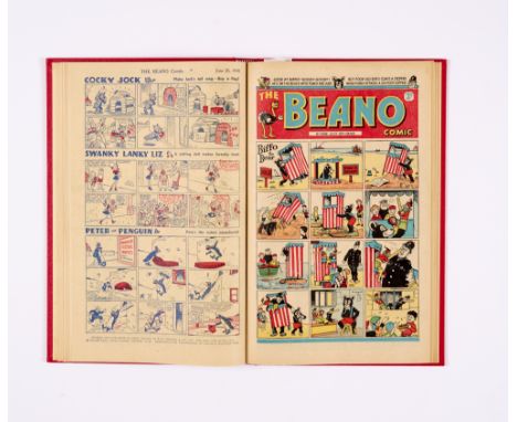 Beano (1948) 326-351. Complete year in bound volume. No 326 last Big Eggo cover, No 327 First Biffo cover by Dudley Watkins. 