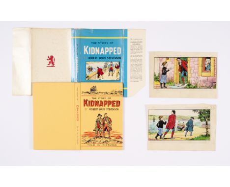 Kidnapped: two original artwork panels (1948) by Dudley Watkins (one signed) for Kidnapped 'Told In Pictures' book by D.C. Th