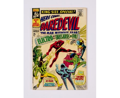 Daredevil King-Size 1 (1967). Cents copy, cream pages. Slight top fade to 'Daredevil' title letters 'A' and 'R' [vfn]. No Res