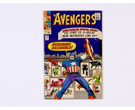Avengers 16 (1965). Cents copy, cream pages. Small added staple removed from lower spine with staple hole damage to first hal