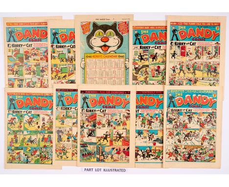 Dandy (1946) 309-334 Xmas. Complete year (issued fortnightly). Dudley Watkins starts signing his work, his famous signature f