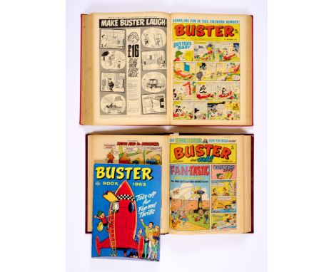 Buster (1967) July 1 - Dec 30. 26 issues in half-year bound volume. With Buster (1975) Feb 8 - May 17: 14 issues in bound vol