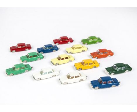 Tri-ang Minix 00 Gauge loose RC 9 Simca 1300,  14 models including lime green, light green (2, different interiors), white (2