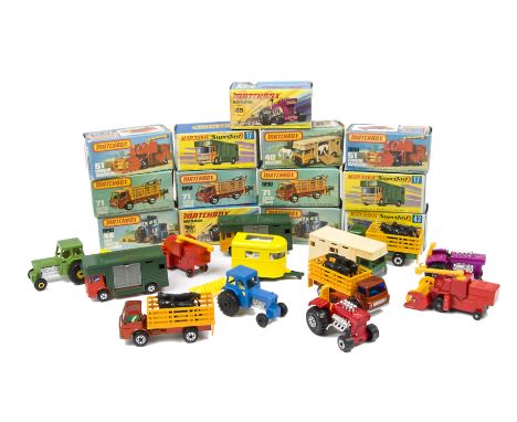 Matchbox Superfast Farm Vehicles, 71 Cattle Truck (3), 17 Horse Box (2), 51 Combine (2), 25 Mod Tractor (2), 46 Ford Tractor 