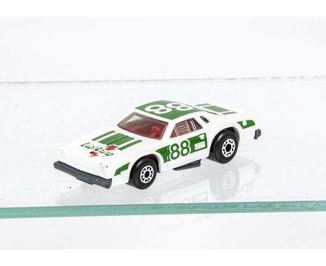 Pre-Production Matchbox Superfast 34 Chevy Pro Stocker, white body, green racing number 88 tampo print, clear windows, red in