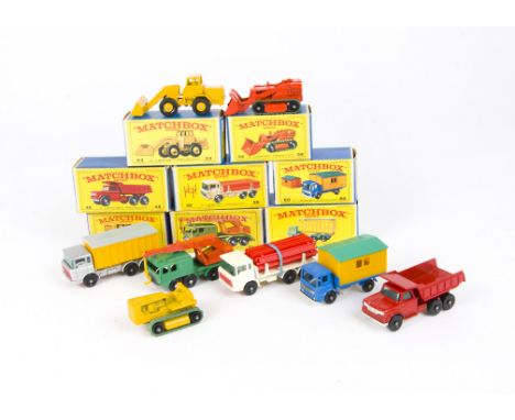 Matchbox Lesney 1-75 Series Construction Vehicles, 69 Hatra Tractor Shovel, 58 Drott Excavator, 48 Dodge Dumper Truck, 58 DAF