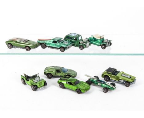 HotWheels Redlines, AMX, Grass Hopper, Whip Creamer, Mercedes C111, The Hood, Cockney Cab, Brabham Repco F1, Hot Heap, Seasid