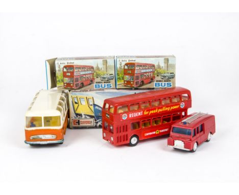 Hong Kong large scale plastic Buses and other models,  Salco (Blue Box on base and adverts) Double Deck Bus in original box w