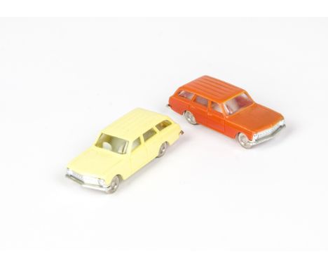 Tri-ang Minix 00 Gauge loose RC 15 Vauxhall Cresta Estate, two models in light yellow and orange, VG (2) 