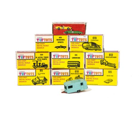 Lone Star Tuf-Tots Individually Boxed Cars and Commercials, 605 Mercedes Sports car in green (2), 609 Autos Truck with Pumps,