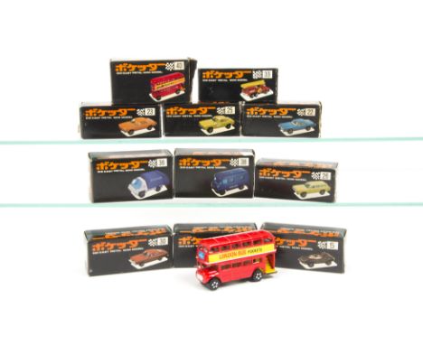 Playart (Hong Kong) Japanese Issues, including 33 Fire Engine, 40 Double Deck Bus, 38 Police Van and others, in original boxe