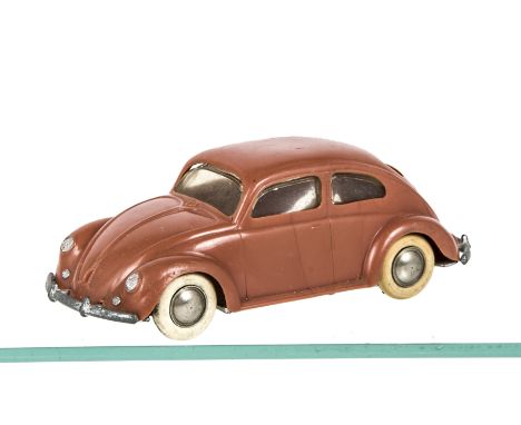 Uncommon Lego 1/43 Scale VW Beetle, in faded red, VG 