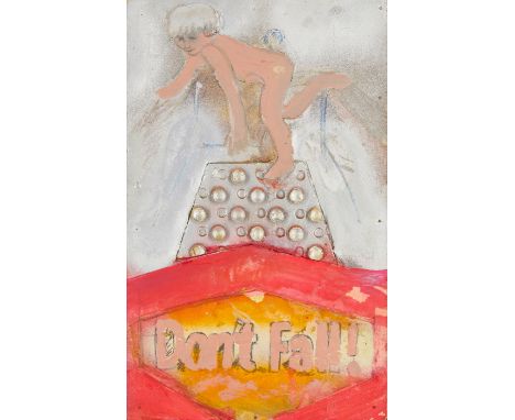 Larry Rivers,&nbsp;American 1923-2002 - Don't Fall, 1966;&nbsp;mixed media on board, 28 x 17 cm&nbsp;Provenance:with Martha J