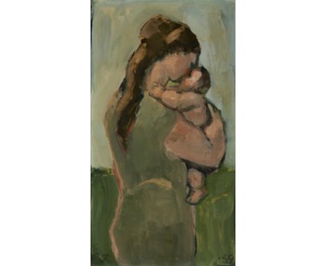 Peter Wilfrid Rogers,&nbsp;British 1933-2018 -&nbsp;Mother and child, 1959;&nbsp;oil on board, signed with monogram lower lef