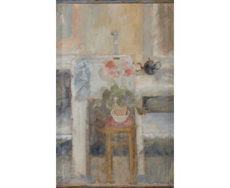 Eve Quarmby,&nbsp;British 1923-2015 -&nbsp;&nbsp;Kitchen Sink;&nbsp;oil on canvas board, signed lower left 'Eve Quarmby', 51 