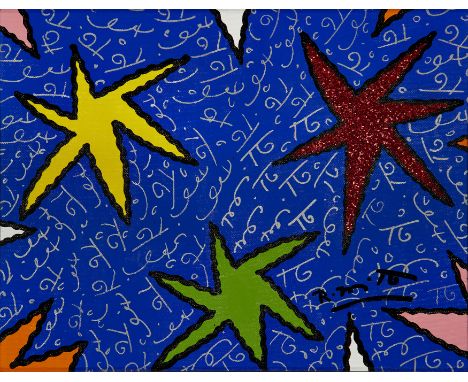 Romero Britto,  Brazilian b.1963 -   Stars, 2011;   acrylic on board, signed lower right 'R. Britto', also signed, titled and