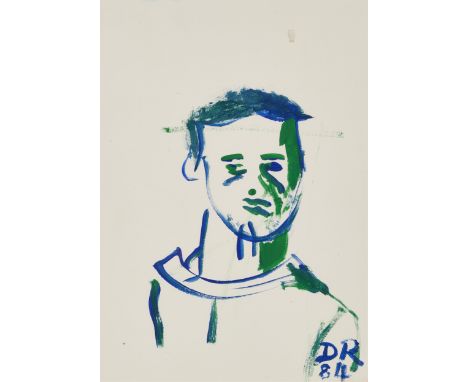 David Robilliard,&nbsp;British 1952-1988 -&nbsp;Self portrait, 1984;&nbsp;gouache on paper, signed with initials and dated lo