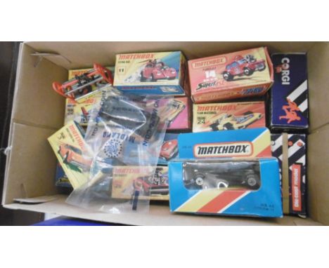 A COLLECTION OF 1970S AND EARLY 1980S LESNEY AND CORGI CARS (BOXED) PLUS ONE EMPTY BOX, A LOOSE CORGI GOLDEN WONDER FORD SIER