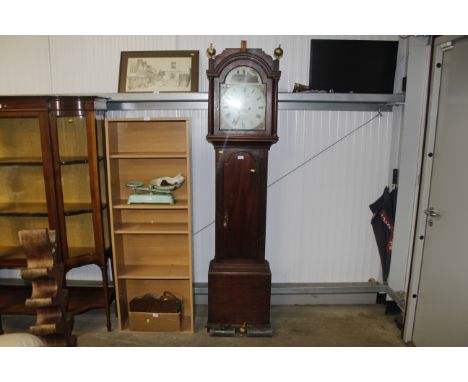 A 19th Century mahogany long cased clock, painted dial, eight day movement inscribed 'Robins Canterbury'