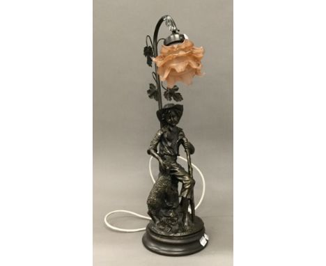 A decorative figural table lamp