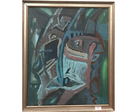 A 1960s Contemporary Art School, Cubist Face, oil on canvas, framed