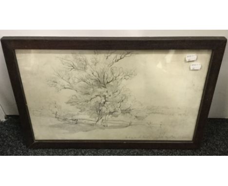 J G GRAHAM, On the Banks of the Stour, Nayland, pencil sketch, signed and dated Aug 4th 1869, framed and glazed