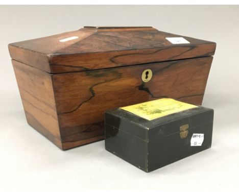 A 19th century rosewood tea caddy and another small box